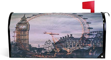 BIGJOKE Briefkastenabdeckung mit englischem Motiv London Eye Big Ben UK magnetisch, für Zuhause, Garten, Hof, Dekoration