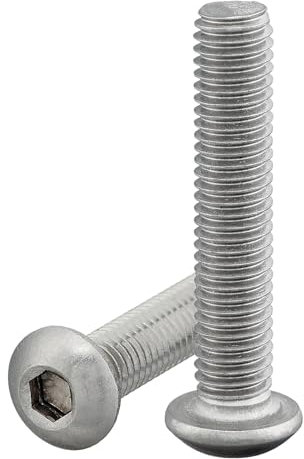 Vite a testa bombata con esagono incassato (ISK) conformi alla norma: ISO 7380-1 - Vite a testa cilindrica, semicircolare piana, in acciaio inox A2 V2A, filettatura completa (25 viti, M8 x 80 mm)