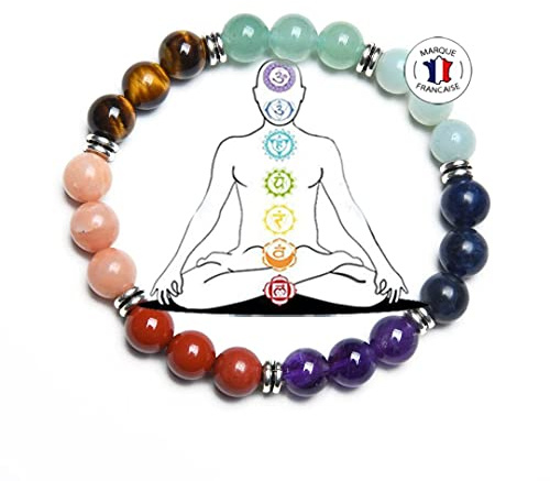 Attraction Zen 7 CHAKREN ARMBAND | ECHTES 8mm NATURSTEIN | KOSTENLOSE EBOOKS DEUTSCH | HANDGEFERTIGT | Schmuck für Damen und Herren | ALLE STEINE IN UNSEREN ARMBÄNDERN SIND NATÜRLICH. (X3)