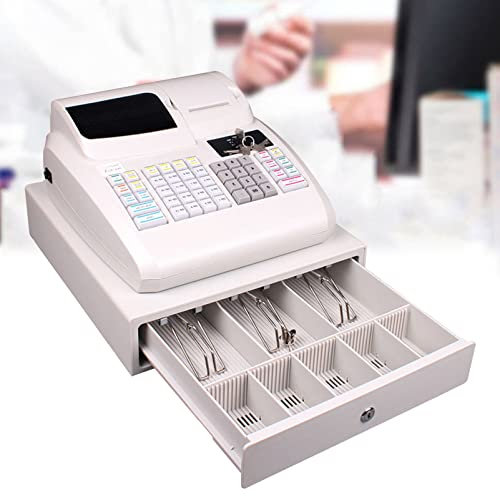 THERES Elektronische Registrierkasse für kleine Unternehmen, Einzelhändler, Supermärkte, Lebensmittelgeschäfte, Convenience, Registrierkasse Digitale Registrierkasse mit 48 Tasten, LED-Anzeige