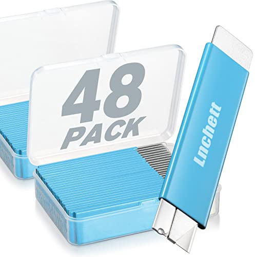 Lnchett Box Cutter, 48-Pack Retractable Cardboard Mini Box Cutter for Packages, Boxes and Paper, All Metal Tough Sheath, Functional Basic Cutter with Case, Lock Ball Design