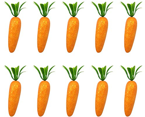 ALLY-MAGIC 10 x Mini Glitter Carrots, Easter Carrots Bunny Egg Hunt Bonnet Craft Decoration Accessories Mini Artificial Carrot Decorations Easter Decor Y7MNHLBZS (10pcs)