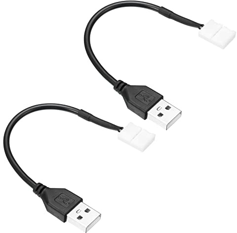 PATIKIL 2 Pasadores 15cm Largo USB Macho a 8mm Sin Soldadura Tira Conector Cable, 2 Paquete LED Conectores para Único Color LED Tiras