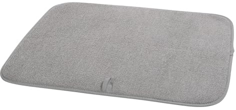 OGGI Absorbent, Reversible Microfiber Dish Drying Mat for Kitchen, Dish Drying Pad, 16 Inch x 18 Inch, Large, Gray