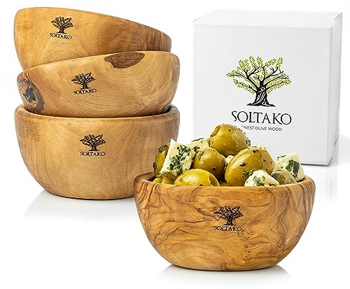 Olivenholz Schalen 4er-Set The Hummus Lover 10 cm