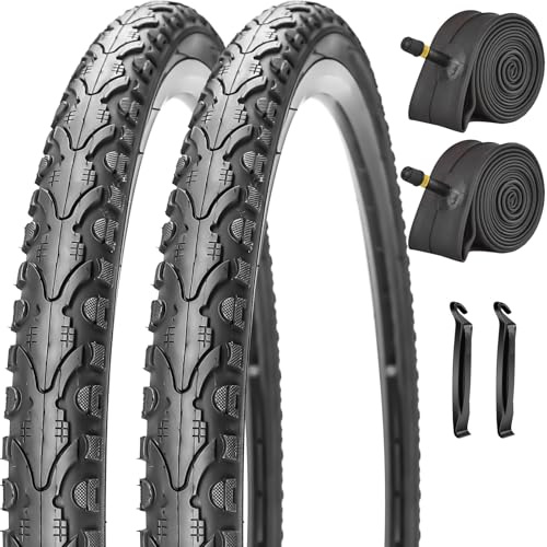 SIMEIQI Pair of 26x1.75 Bike Tires with or Without Inner Tubes of 26“x1.75”/2.125“ Replacement Tire for Hybrid City Road Commuter Bicycles Urban
