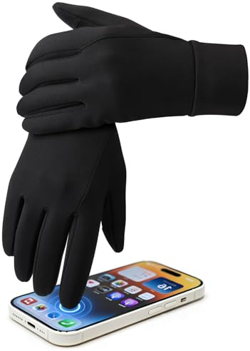 OZERO Herren Wasserdicht Thermohandschuhe, Touchscreen Winterhandschuhe Fahrhandschuhe Fahrradhandschuhe Laufhandschuhe Schwarz(M)