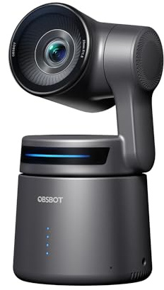 OBSBOT Tail Air NDI Streaming Camera 4K, PTZ con Tracciamento AI, App Intelligente, Controllo Gestuale, Webcam HDMI/USB-C/Senza Fili, per YouTube, Chiesa, Creatori di Contenuti.