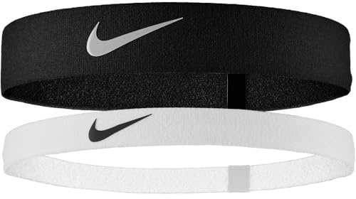 Nike BND Flex Headband for Women Set of 2 Nylon and Spandex Colour: Black/White/Black, Size: One Size, N.100.9191.036.OS