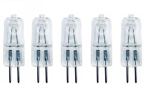 JZLBBC 5 Piezas Bombilla Halógena G5.3 Bombillas Halógenas G5.3 35W 220V Cápsula Transparente G5.3 Bombilla Lámpara Halógena G5.3 Base 2 Pines Blanco Cálido Regulable,50W