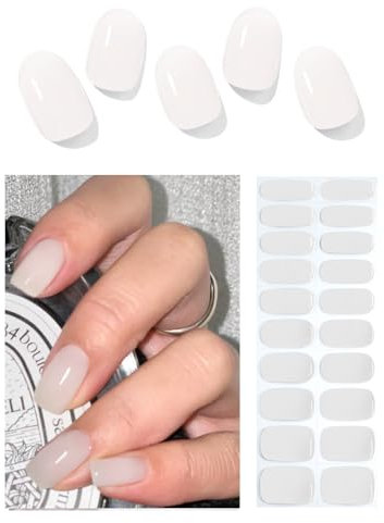 Wahrshei Unghie Gel Adesive UV | Latteo Trasparente Smalto Adesivo Gel UV | 20 PCS Pellicola per Unghie Autoadesiva | Adesivi per unghie in gel, Impacchi di Smalto Gel per Unghie