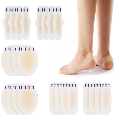 OUDQFCJ Cerotti Vesciche, 24 Pezzi Cuscinetti in Gel per la Protezione, Sollievo dal Dolore da Attrito, Adatto per Dita, Avampiede, Tallone, Impermeabile, Blister(Invisibile/Trasparente)
