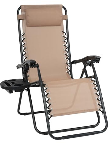 EIGFOH Tumbonas Plegables,Tumbonas Jardin Exterior Silla de Playa con Portavasos y Reposacabezas,Silla de Playa Ajustable para Jardín,Playas,Piscina,Terraza,Carga de 150 KG