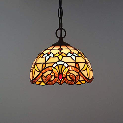 Lampada a sospensione in stile Tiffany, per sala da pranzo, bar, caffetteria, stile barocco, paralume in vetro, lampade a sospensione per corridoio, 110 V-220 V, E27