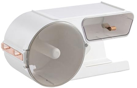 SWOOMEY Wall-Mounted Hair Dryer Holder No-Punch Tissue Case Space-Saving Plastic Bathroom Organizer for Toilet Paper Keys and Essentials Convenient Lightweight Design