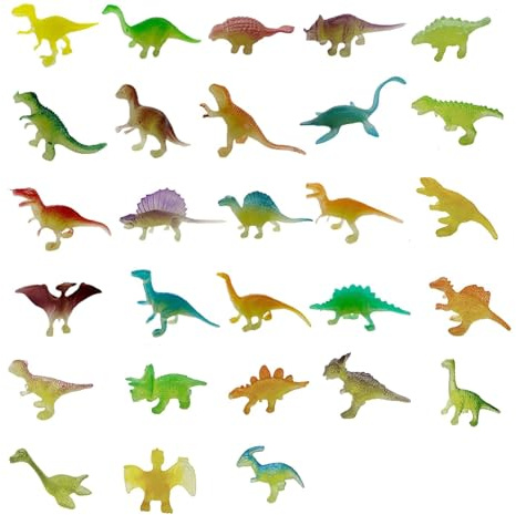 YgonziRuvc Mini Dinosaur Figures, 28Pcs Dinosaur Toys for Kids 3-8, Educational Figures, Glow in The Dark Dinosaurs, Party Favors, Travel Toys, Gift for Boys and Girls