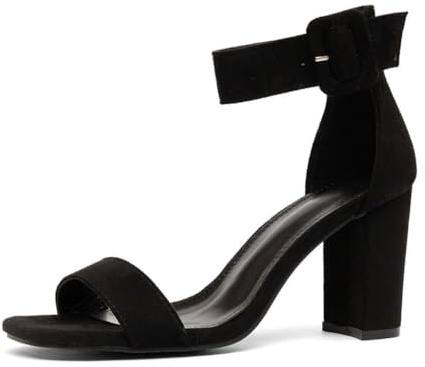 WHLL Sandali da Donna con Tacco a Blocco, Eleganti décolleté da Donna Nere con Cinturini e Fibbia, Scarpe comode da Donna Estate con Tacco Alto per Feste, Matrimoni e Uso Quotidiano,Nero,40 EU