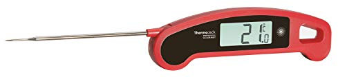 TFA Dostmann Thermo Jack Gourmet Profi-Küchenthermometer, Klappthermometer, Fleischthermometer, schnelle und genaue Messung, antibakterielle Beschichtung, abwaschbar,L 160 (275) x B 48 x H 20 mm, Rot