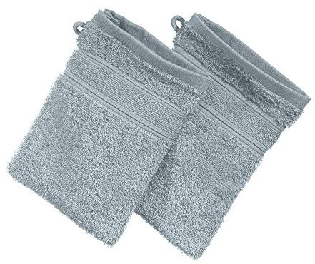 Erwin Müller Waschhandschuh Karlsruhe 2er- Pack 100% Baumwolle hellgrau Größe 15x21 cm - extrem saugstark, leicht, flauschig weich, hautschmeichelnd (weitere Farben)