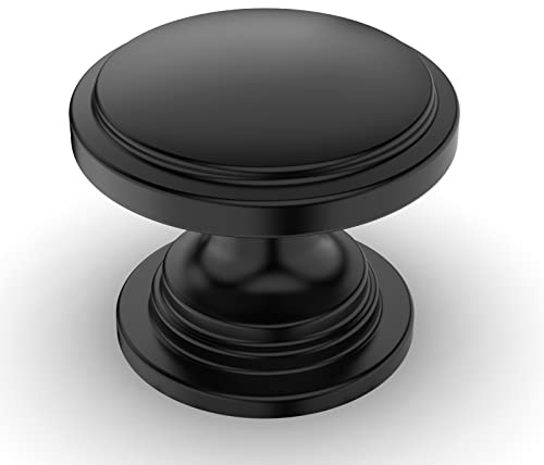 Amerdeco Lot de 12 Bouton de Meuble Bouton Porte Cuisine Rond Boutons de Porte Alliage de Zinc Bouton Porte Placard Noir Bouton Porte Poignée Cuisine