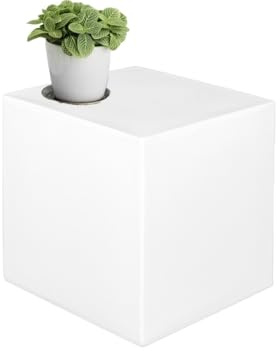 Kloris Cubo Sgabello tavolino quadrato cm 45x45x45 BIANCO polietilene per giardino e interni