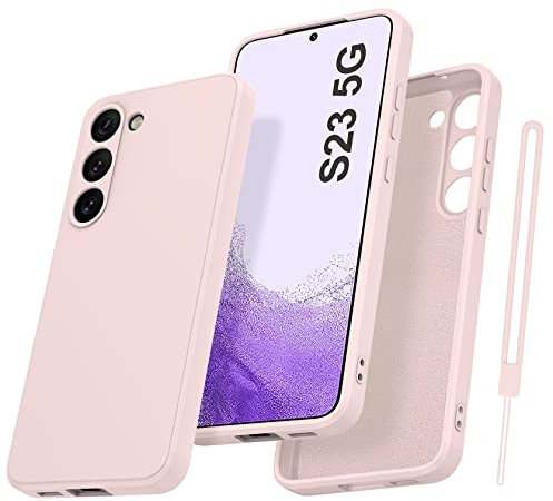 Qasyfanc Cover Per Samsung Galaxy S23 5G con Protezione Fotocamera, Custodia Samsung S23 5G Silicone Morbida, Antiurto, Sottile, Rosa