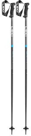 LEKI QNTM Lightweight Aluminum Ski Poles for Alpine Skiing - Black-Llight Anthracite-Cyan - 120 cm