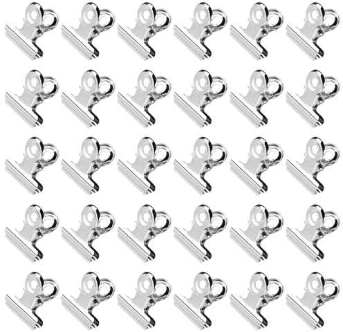 Pinzas para Etiquetas 30 Pack Clips de Bisagra Pinzas de Papel Metálicas para Bolsas de Alimentos Fotografías Fuente de Oficina en el Hogar 20mm (Plata)
