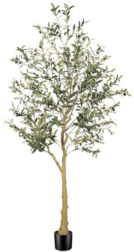 FEELEAD Olivo sintético de 6 pies, olivo artificial alto con tronco natural, decoración de interiores, planta de olivo artificial para interiores para el hogar y la oficina