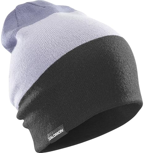 Salomon FLATSPIN REVERSIBLE BEANIE, Versatile Reversible Running Cap for Trail Running, Hiking, Outdoor Sports, Deep Black-Cos