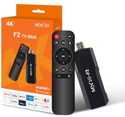 MX10 F2 Android TV Box Stick 4K 8K – WiFi 5GHz, Bluetooth 4.0, HDMI, Controle Remoto, Android OS, CPU Quad-Core, Memória 1GB RAM + 8GB ROM
