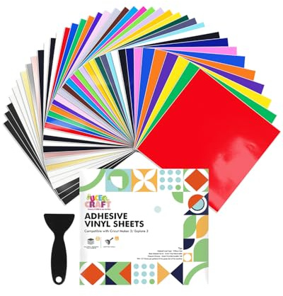 UCEC Permanent Vinyl Sheets 12 X 12, 41 Pcs Self Adhesive Vinyl for Cricut Maker 3/Explore 3-32 Assorted Colors Adhesive Vinyl for Cricut Machine, Ideal for Party Decoration, Deco Sticker, DIY Mug