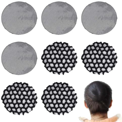 8 Pezzi Copertura a Rete per Danza, Retina per Capelli per Ragazze,Rete per Capelli Chignon, Adatto per assistenti di volo, infermieri, personale di banca, hotel, ballerini (B, nero)
