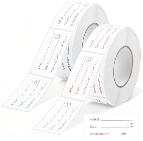 1000 Stück Gefrieretiketten zum Beschriften, 25 x 50 mm Klebe Etiketten Beschreibbar Wasserfeste Küchenetiketten Entfernbare Etiketten für Gläser Marmeladengläser Gefrierschrank