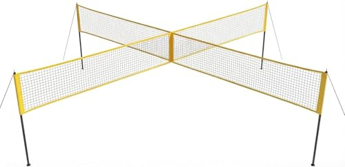GarveeLife Kit de Jeu de Volley-Ball, Filet de Beach-Volley, 426 cm, avec Sac de Transport, 4 carrés, 3 hauteurs réglables, Filet de Volleyball pour 4 Personnes, avec Volleyball et Sac de Transport