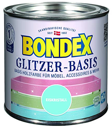 Bondex 424679 Glitzer-Basis eiskristal 0,5 L - Farbe Mit Glitzer Für 6m² - Glitzerfarbe schützt Holz und schafft Glitzernde Blickfänge