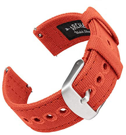 Archer Watch Straps - Canvas Quick Release Watch Bands (Tangelo Orange, 22mm)
