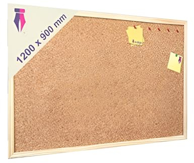 Indigo® Premium Cork Board – 120x90cm Wooden Frame Pin Notice Board – Durable, Self-Healing, Ideal for Home, Office & School Use
