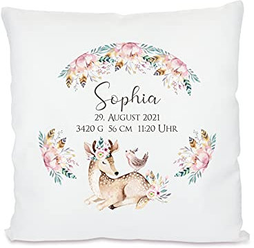 Manufaktur Liebevoll Namenskissen für Mädchen und Jungen für besondere Anlässe (Motiv Sophia Geburt)