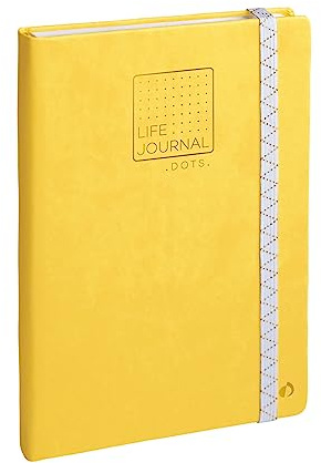 Quo Vadis - Carnet Bullet journal - Multilingue - Life Journal - Jaune - Pages Points (dots) - 15x21 cm - Papier Clairefontaine blanc - Fabrication française
