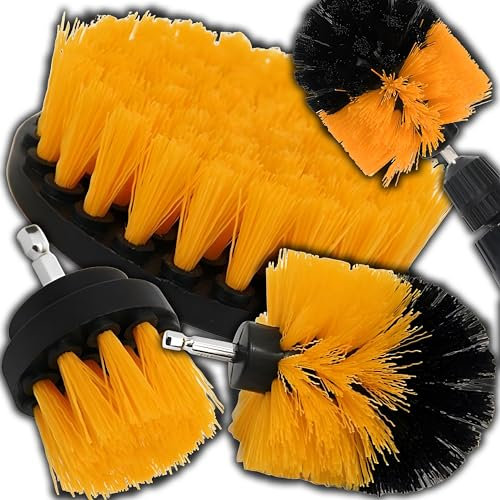 Retoo Brosse Nettoyage Perceuse, Dimensions du Diamètre 4,5, 8,5, 10 Cm, pour Jantes, Le Rembourrage, Baignoire, Cuisine, Brosse De Voiture, Brosse De Nettoyage De Voiture, Couleur Noir-Jaune
