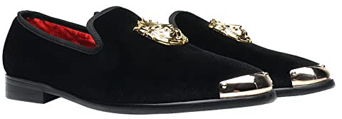 Erphpre Paul Herren Loafers Samt Gold Schnalle Party Abschlussball Schuhe, Luxuriöses Schwarz, 39.5 EU