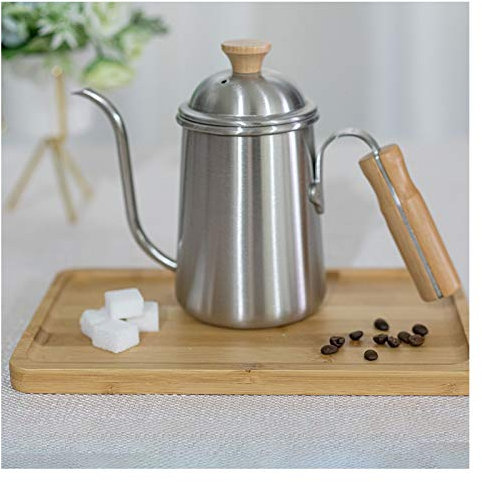 caihuashopping Hervidor de café Cafetera/Olla Delgada/Olla Anti-escaldada/cafetera doméstica/de Color Blanco/Negro/pequeño Pozo Fresco/de Madera Compartir Pot / 450ml / 650ml Jarra para Cafetera