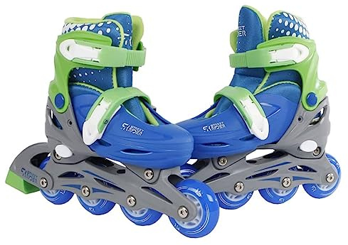 Kids Globe 720512 Street Rider inline-skridskor (inliner) grön/blå, justerbar i storlek 31–34, abec7 aluminiumram