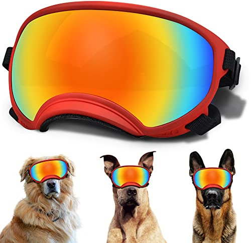 Large Dog Sunglasses, Dog Goggles with Adjustable Strap UV Protection Winproof Dog Puppy Sunglasses, Suitable for Medium-Large Dog Pet Glasses, Dogs Eyes Protection