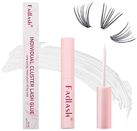 FADLASH Colle Cils Lash Bond Glue for Cluster Cils DIY Adhésive Imperméable Pour Individuels Cluster Cils Super Forte Tenue 48-72h 5ml 0.17oz
