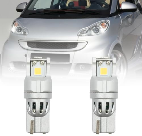 NSLUMO Coppia Luci di Posizione T10 W5W LED per Smart Fortwo 451 Forfour 453 - 6000K Senza Errore, Lampadina per Luce di Posizione