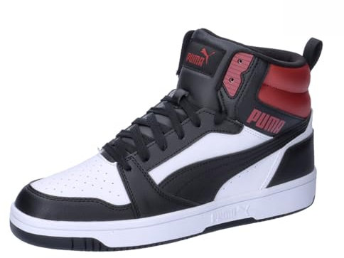 PUMA Unisex Rebound V6 Sneaker, Puma White Puma Black Intense Red, 41 EU