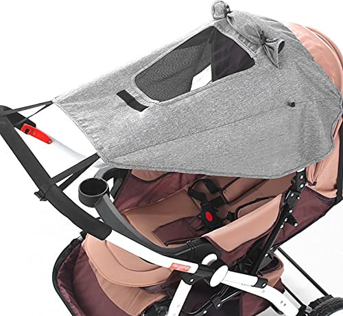 FEMONGY pram Sun Shade UV Protection 50+ and Waterproof, Snooze Shade pram with Viewing Window, Easy to Install, Grey