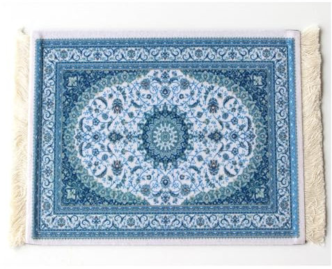 Qiantull Tappetino per mouse creativo, mini tappeto orientale, motivo in tessuto, piccolo tappetino per mouse con nappe, tappetino per mouse per computer, accessori, sottobicchieri, 28 x 18 cm, 13